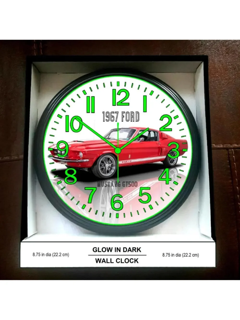 1967 Ford Mustang GT500 Glow In The Dark Wall Clock New!
